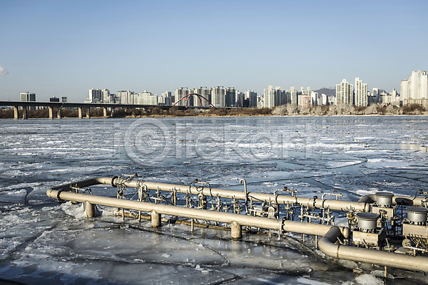 사람없음 JPG 포토 겨울 결빙 다리 마포대교 빌딩 서울 야외 얼음 여의도 주간 철조물 하늘 한강