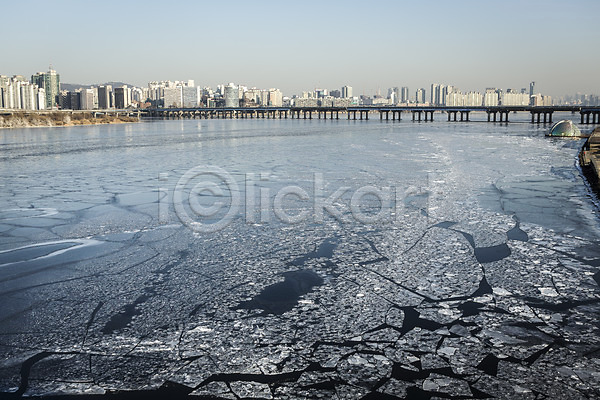 사람없음 JPG 포토 겨울 결빙 다리 마포대교 빌딩 서울 야외 얼음 여의도 주간 하늘 한강